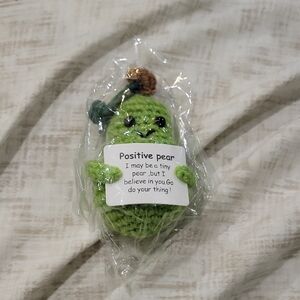 Cute Green Knitted Positive Pear Plush